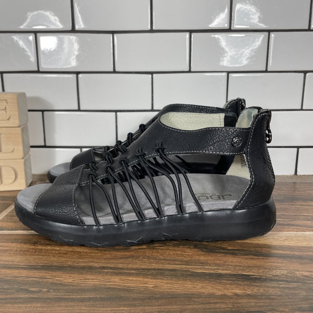 JBU By Jambu Aruba Shoes Womens Size 6 Black Open Toe Gladiator Wedge Sandals